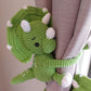 triceratops tie back (right facing) ready to be tied on a curtain, backpack or almost anywhere