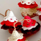 red and white crocheted christmas tree decorations - NZ made
