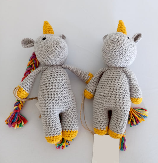 Crocheted Cuddle Me Unicorn - grey
