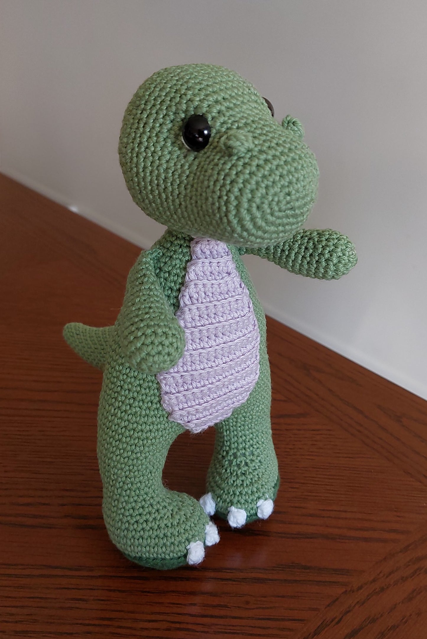 large t-rex - green with a mauve belly