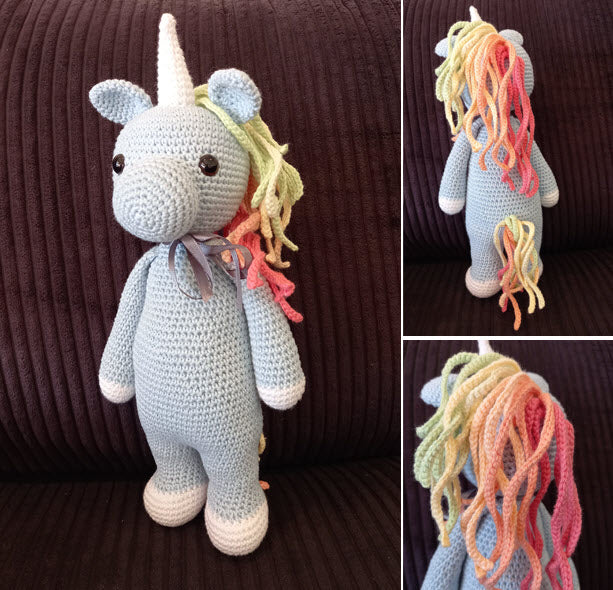 upright unicorn with pastel straight rainbow mane