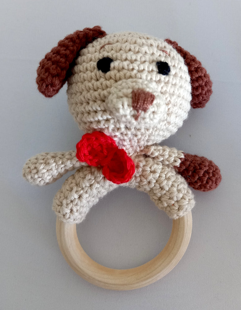 Crocheted Puppy Ring Rattle