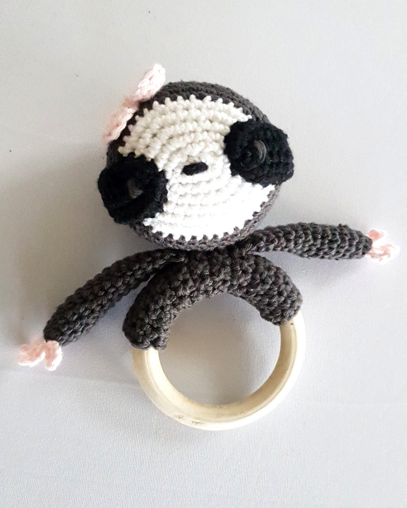 Crocheted Sloth Ring Rattle
