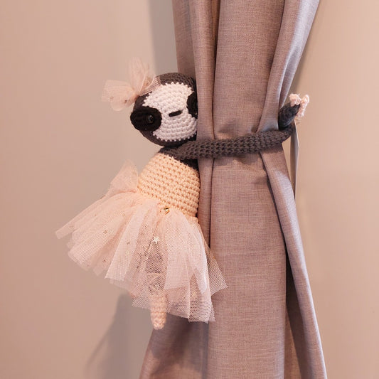 Crocheted Sloth Tie Backs with Tulle Tutu
